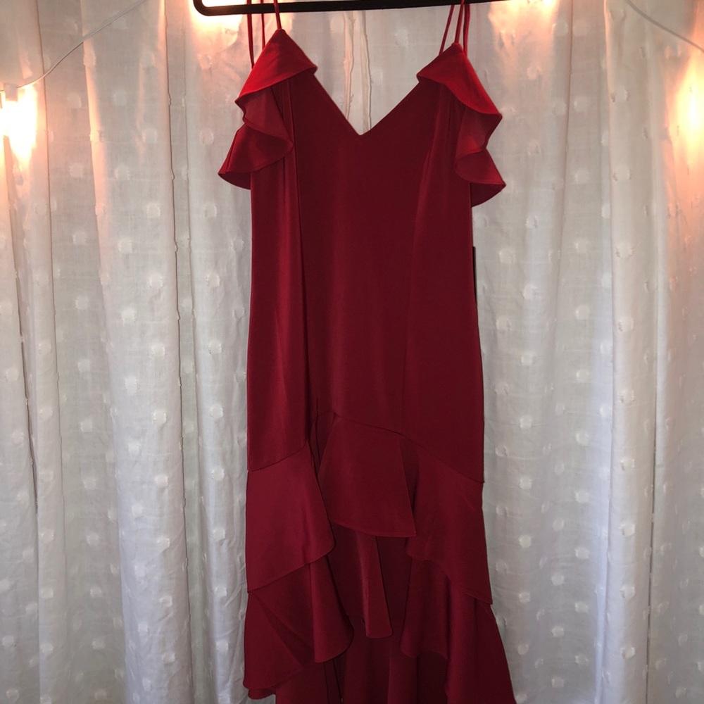 Express High-Low Red Ruffle Dress - Size 8